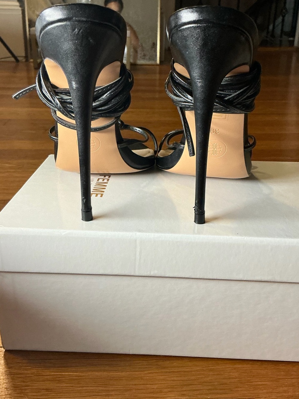 FEMME LA Black Strappy Heel Sandals - Women - Picture 14 of 15